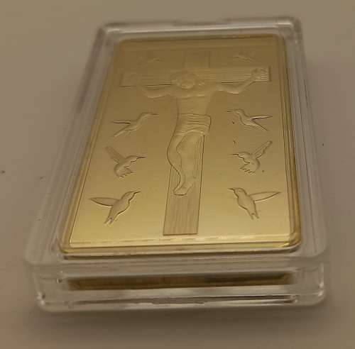 Ten Commandments One Troy Ounce 100Mils ,999 Fine Gold Glad Bar Sn 333000333-GOLD PLATED-Capsulated