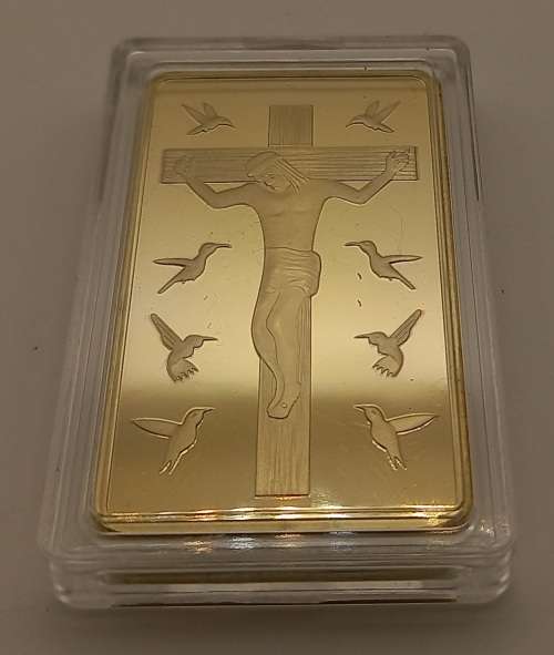 Ten Commandments One Troy Ounce 100Mils ,999 Fine Gold Glad Bar Sn 333000333-GOLD PLATED-Capsulated