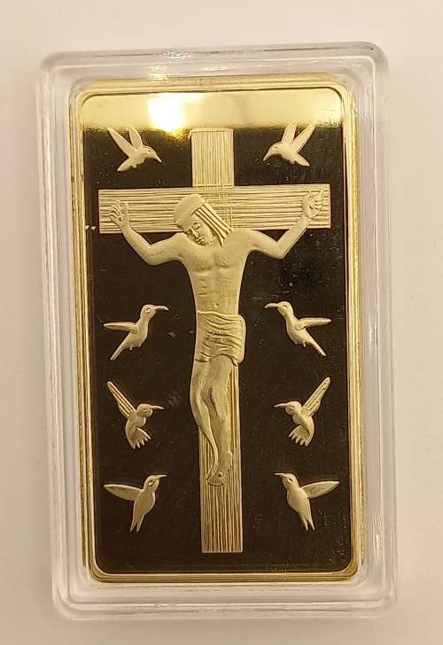 Ten Commandments One Troy Ounce 100Mils ,999 Fine Gold Glad Bar Sn 333000333-GOLD PLATED-Capsulated