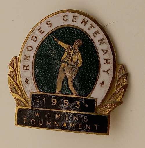 Vintage 1953 Rhodes Centenary Womans Tournament bowling Pin 29x28mm