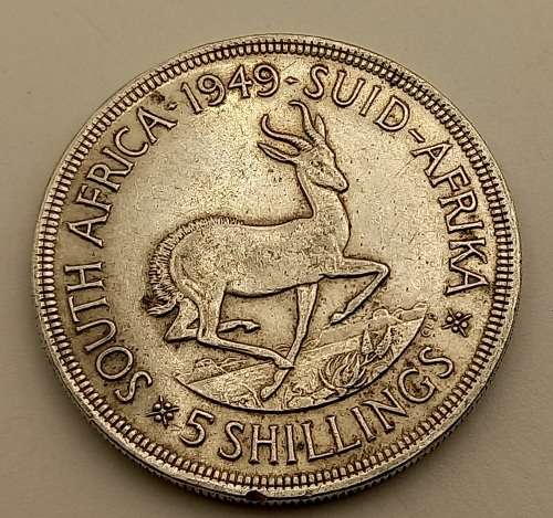 1949 Silver (.800) 5 Shillings - George VI 5 Shillings, SEXTVS REX