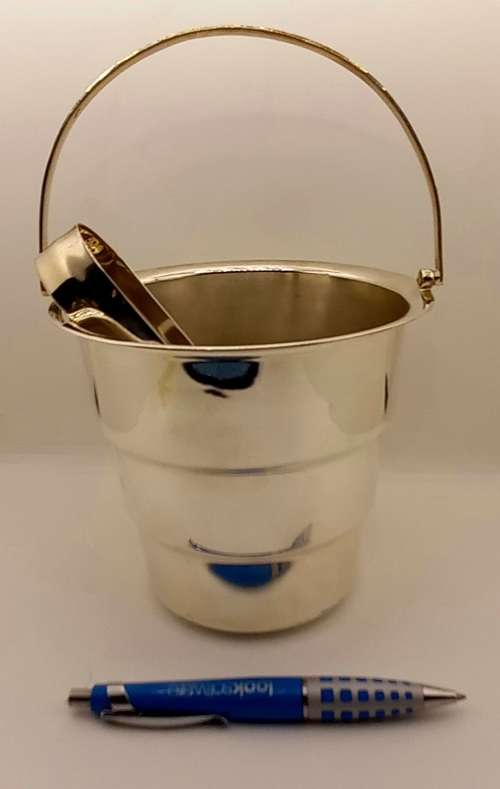 Antique/Vintage Silver Plated Ice Bucket with Tongs 250x155mm