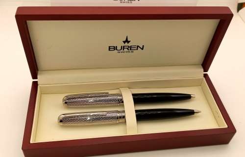 Buren Swiss Made Ball pen and Pencil set Unused still in Box with sleeve-0,5 lead