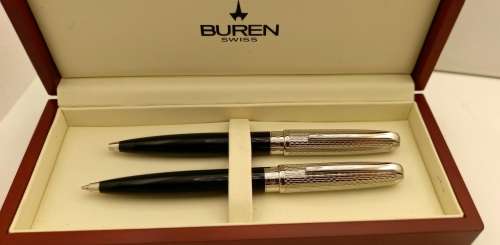Buren Swiss Made Ball pen and Pencil set Unused still in Box with sleeve-0,5 lead