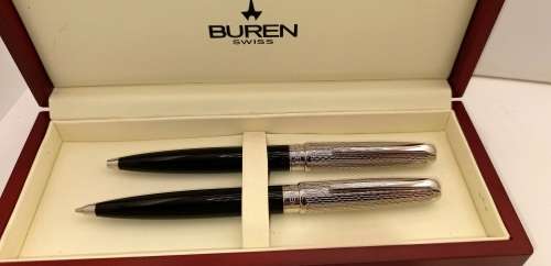 Buren Swiss Made Ball pen and Pencil set Unused still in Box with sleeve-0,5 lead