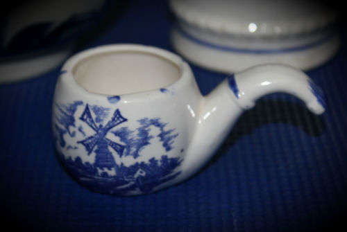 3 Blue and White Porcelain Items -Mug (140x125x80mm),bowl (80x45mm) and egg cup (45x105x55mm)