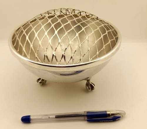 Antique/Vintage silver plated Rose Bowl with grid 115x165mm