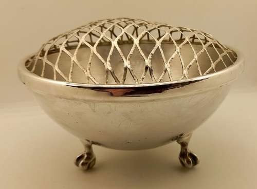Antique/Vintage silver plated Rose Bowl with grid 115x165mm