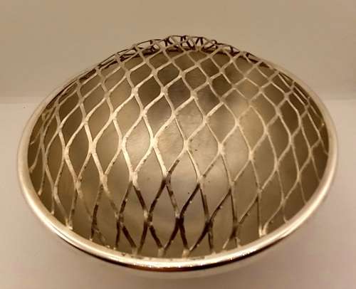 Antique/Vintage silver plated Rose Bowl with grid 115x165mm