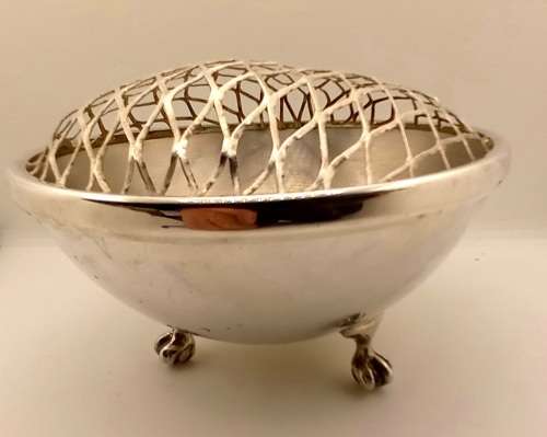 Antique/Vintage silver plated Rose Bowl with grid 115x165mm