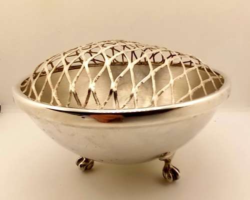 Antique/Vintage silver plated Rose Bowl with grid 115x165mm