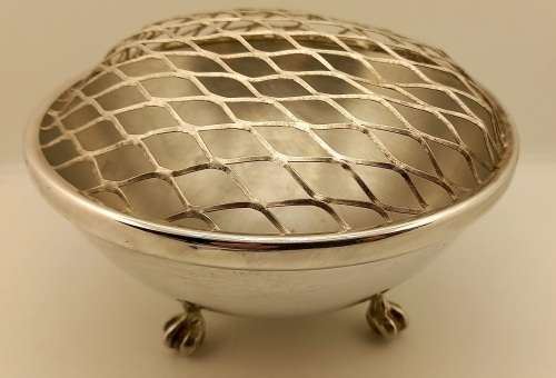 Antique/Vintage silver plated Rose Bowl with grid 115x165mm