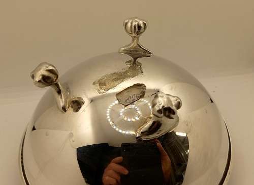 Antique/Vintage silver plated Rose Bowl with grid 115x165mm