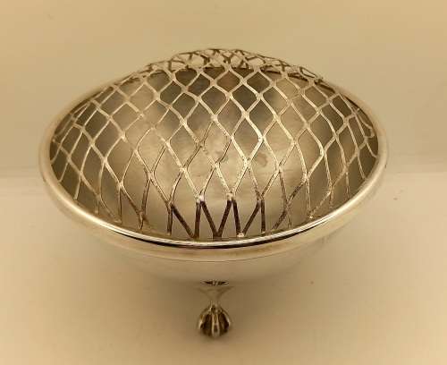 Antique/Vintage silver plated Rose Bowl with grid 115x165mm