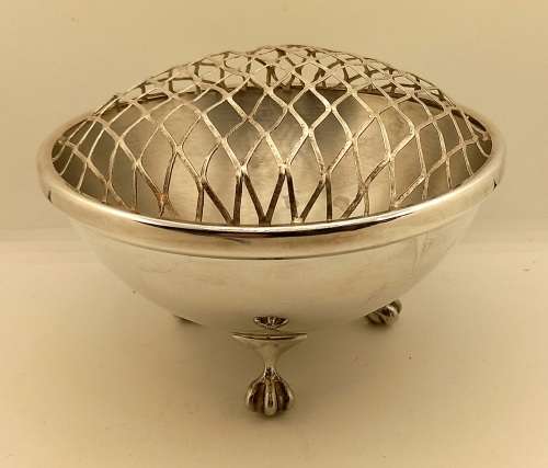 Antique/Vintage silver plated Rose Bowl with grid 115x165mm