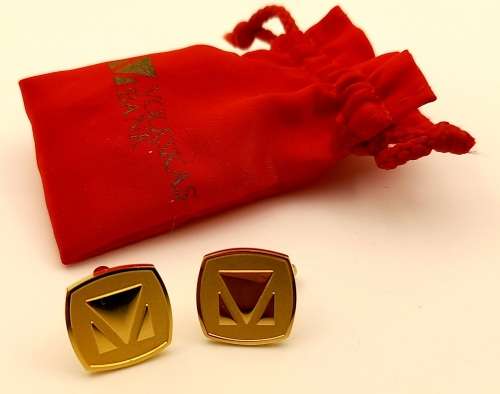 a Pair of Vintage 24kt Gold Plated VOLKSKAS BANK Cufflinks in Bag