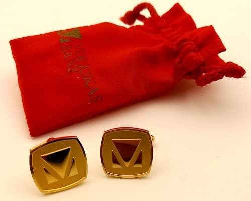 a Pair of Vintage 24kt Gold Plated VOLKSKAS BANK Cufflinks in Bag