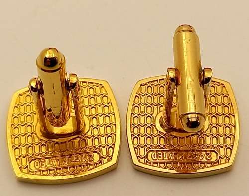 a Pair of Vintage 24kt Gold Plated VOLKSKAS BANK Cufflinks in Bag