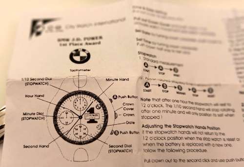 2002 BMW JD Power Chronograph Watch 1st Place European Plant Award -BMW Rosslyn S.A