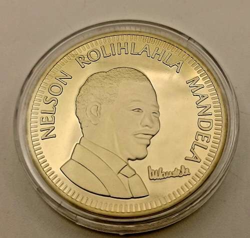 Nelson Mandela South Africa 10 years of freedom 1994-2004 Gold plated coin in capsule