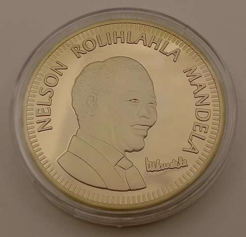 Nelson Mandela South Africa 10 years of freedom 1994-2004 Gold plated coin in capsule