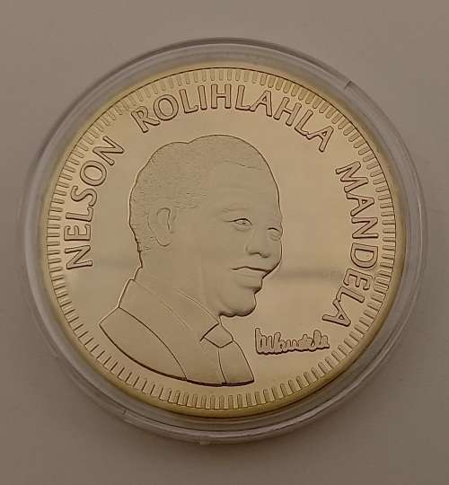 Nelson Mandela South Africa 10 years of freedom 1994-2004 Gold plated coin in capsule