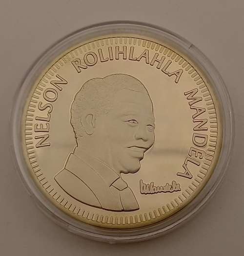 Nelson Mandela South Africa 10 years of freedom 1994-2004 Gold plated coin in capsule