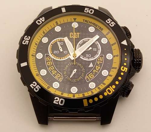 -Caterpillar Men's Sport Chronograph Tachymeter Watch 10atm -Working - No Strap