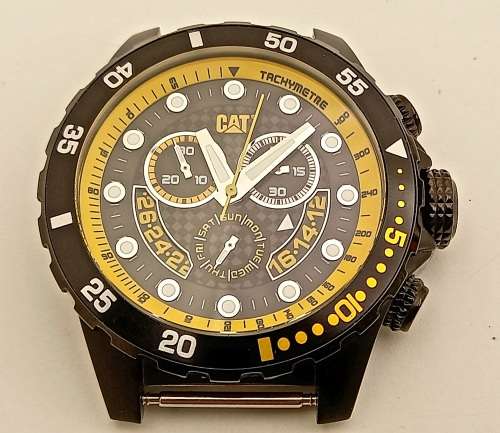 -Caterpillar Men's Sport Chronograph Tachymeter Watch 10atm -Working - No Strap