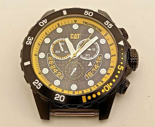 -Caterpillar Men's Sport Chronograph Tachymeter Watch 10atm -Working - No Strap