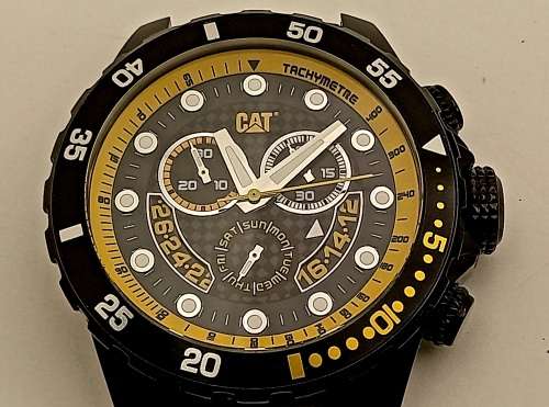 -Caterpillar Men's Sport Chronograph Tachymeter Watch 10atm -Working - No Strap