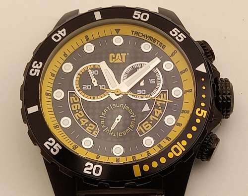 -Caterpillar Men's Sport Chronograph Tachymeter Watch 10atm -Working - No Strap