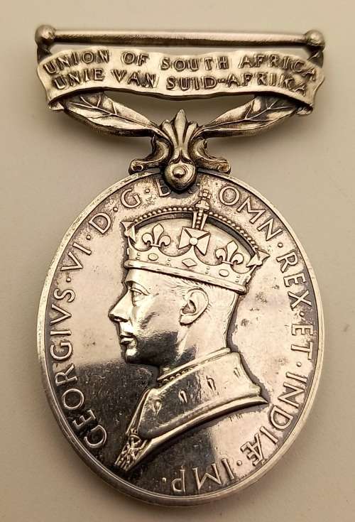 WW2 Union of South Africa  For efficient service medal OVAL (SILVER )Issued to S.G.T R.McGibbon