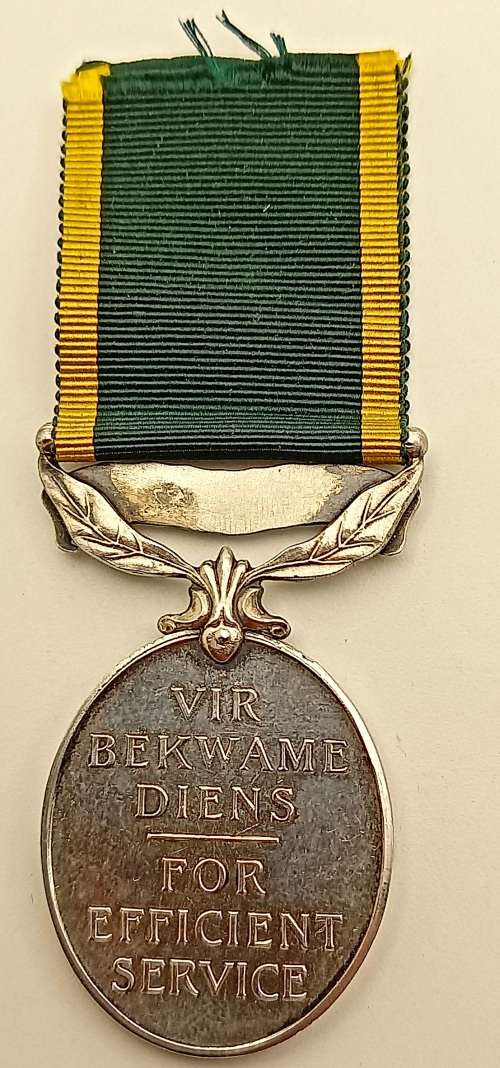 WW2 Union of South Africa  For efficient service medal OVAL (SILVER )Issued to S.G.T R.McGibbon