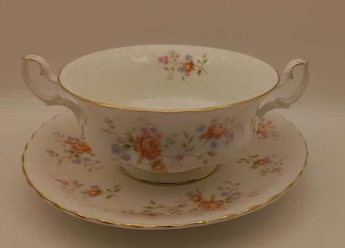 Vintage Royal Albert  `Peach Rose` Soup Coupe and Saucer (12 available)