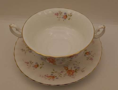 Vintage Royal Albert  `Peach Rose` Soup Coupe and Saucer (12 available)