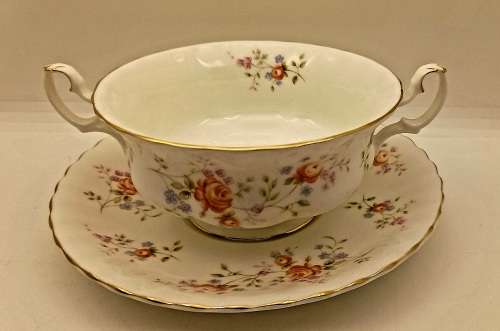 Vintage Royal Albert  `Peach Rose` Soup Coupe and Saucer (12 available)