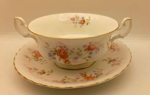Vintage Royal Albert  `Peach Rose` Soup Coupe and Saucer (12 available)