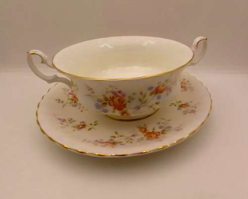 Vintage Royal Albert  `Peach Rose` Soup Coupe and Saucer (12 available)