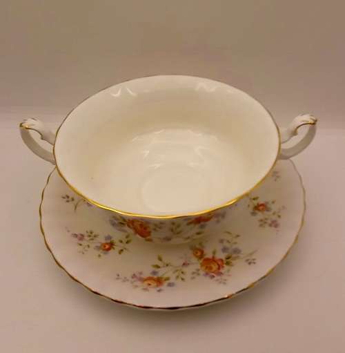 Vintage Royal Albert  `Peach Rose` Soup Coupe and Saucer (12 available)