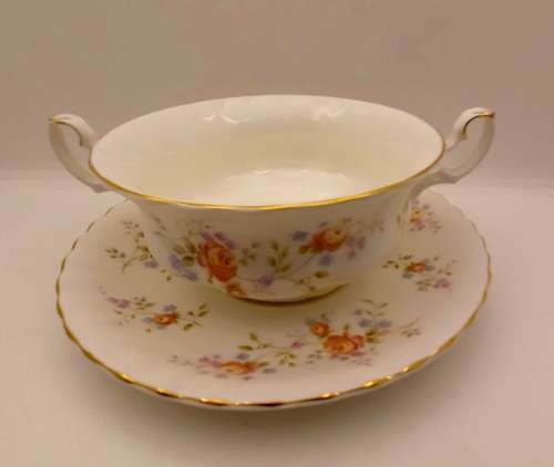 Vintage Royal Albert  `Peach Rose` Soup Coupe and Saucer (12 available)