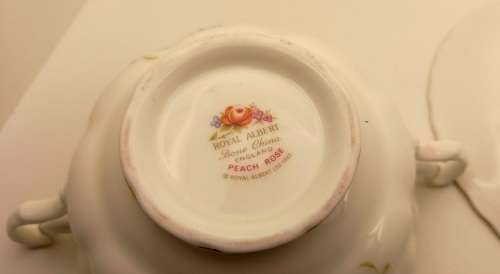 Vintage Royal Albert  `Peach Rose` Soup Coupe and Saucer (12 available)