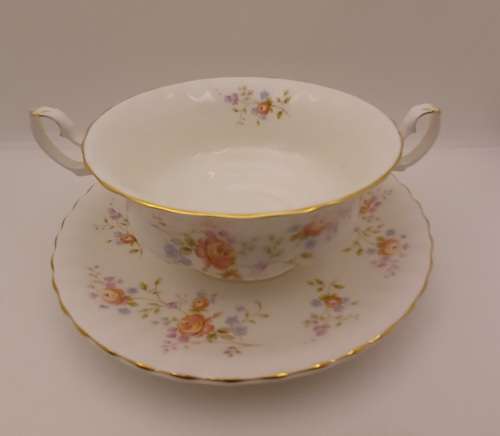 Vintage Royal Albert  `Peach Rose` Soup Coupe and Saucer (12 available)