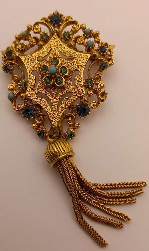 Collectable Vintage FLORENZA Brooch   90x43mm  (2 small stones misssing)
