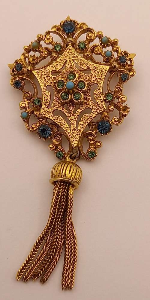 Collectable Vintage FLORENZA Brooch   90x43mm  (2 small stones misssing)