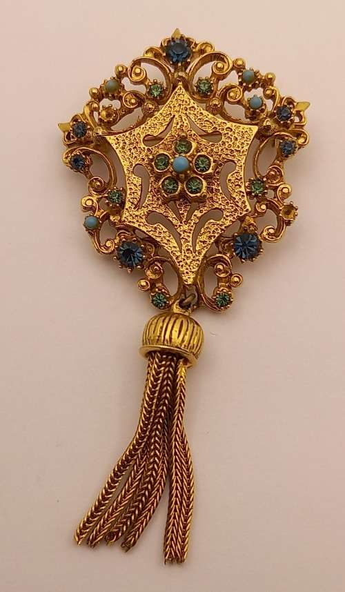 Collectable Vintage FLORENZA Brooch   90x43mm  (2 small stones misssing)