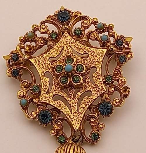 Collectable Vintage FLORENZA Brooch   90x43mm  (2 small stones misssing)