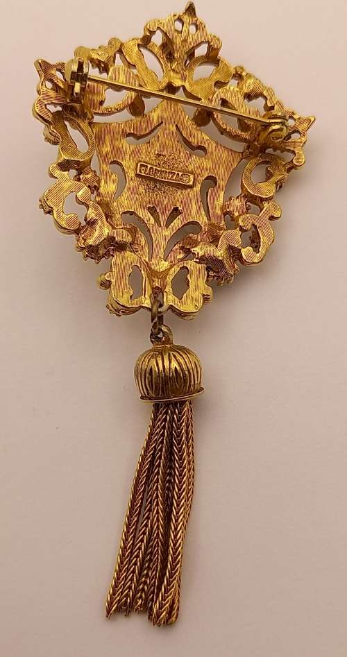 Collectable Vintage FLORENZA Brooch   90x43mm  (2 small stones misssing)