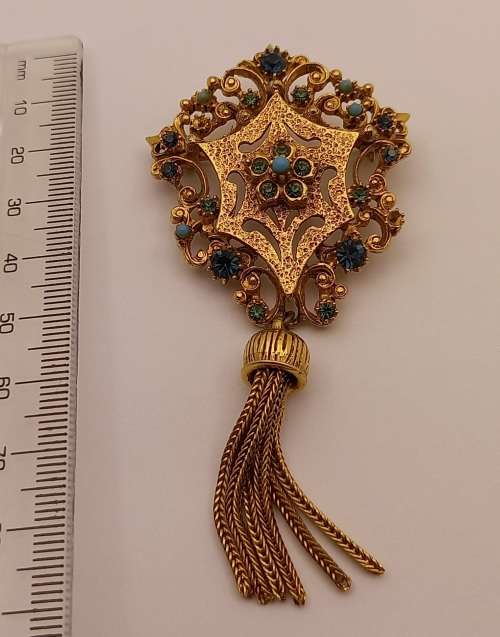 Collectable Vintage FLORENZA Brooch   90x43mm  (2 small stones misssing)