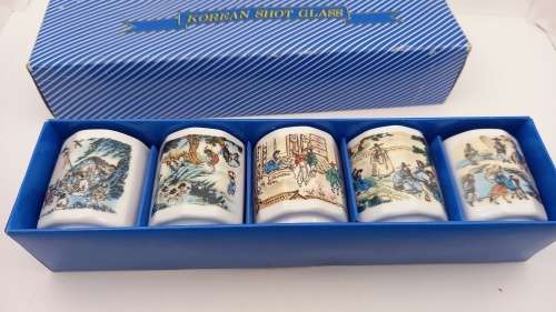 5 Korean Shot Glasses In Box 50X42mm